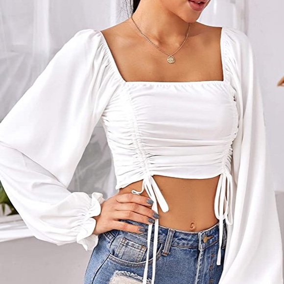 Chic Nation Tops - - - Gorgeous ! Cinched white  top